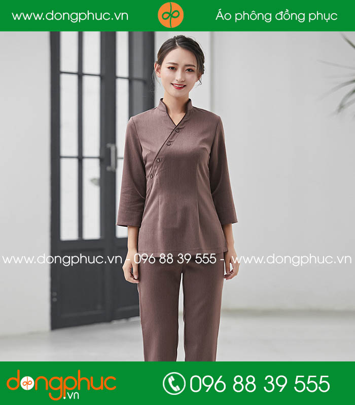 Đồng phục spa màu nâu nhạt